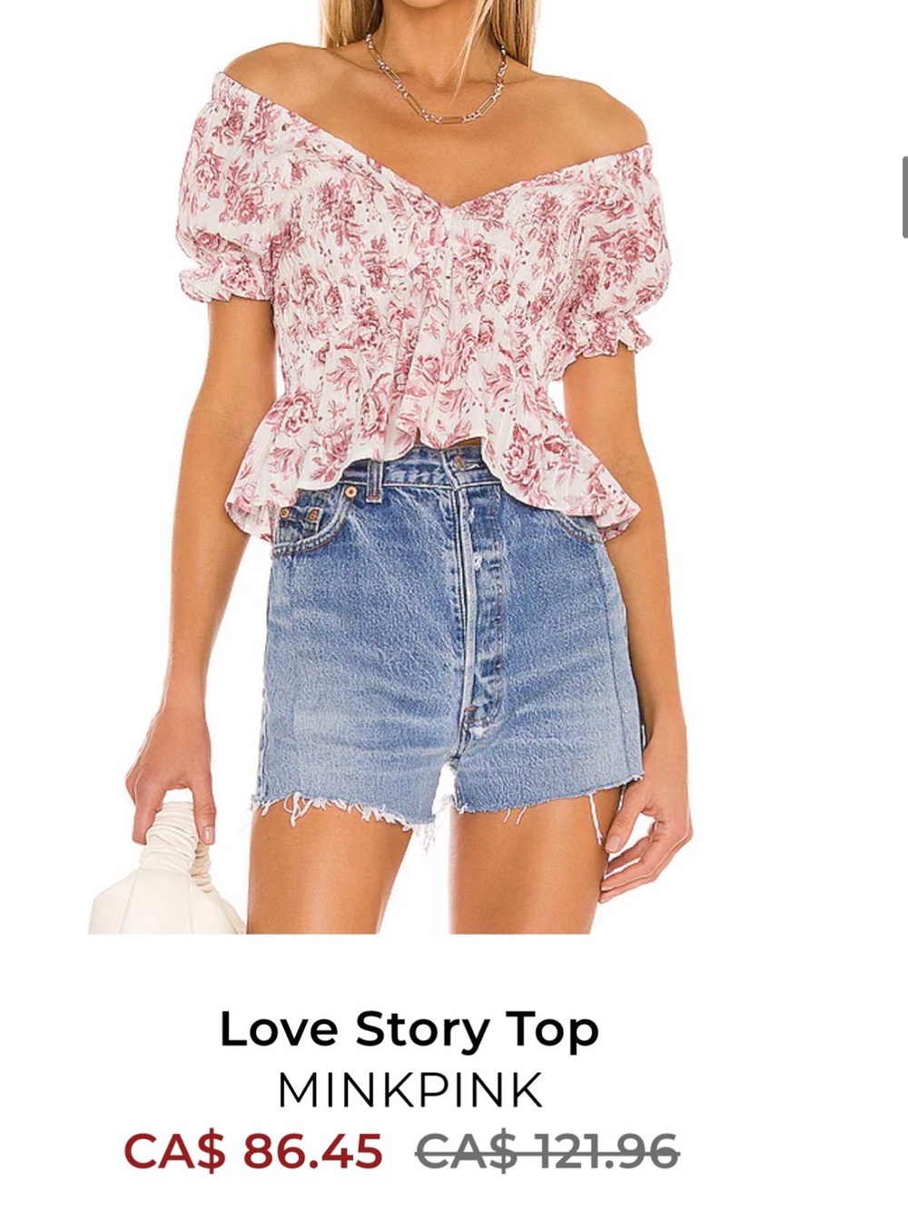 MINKPINK Off-Shoulder Floral Peplum Top - Pink